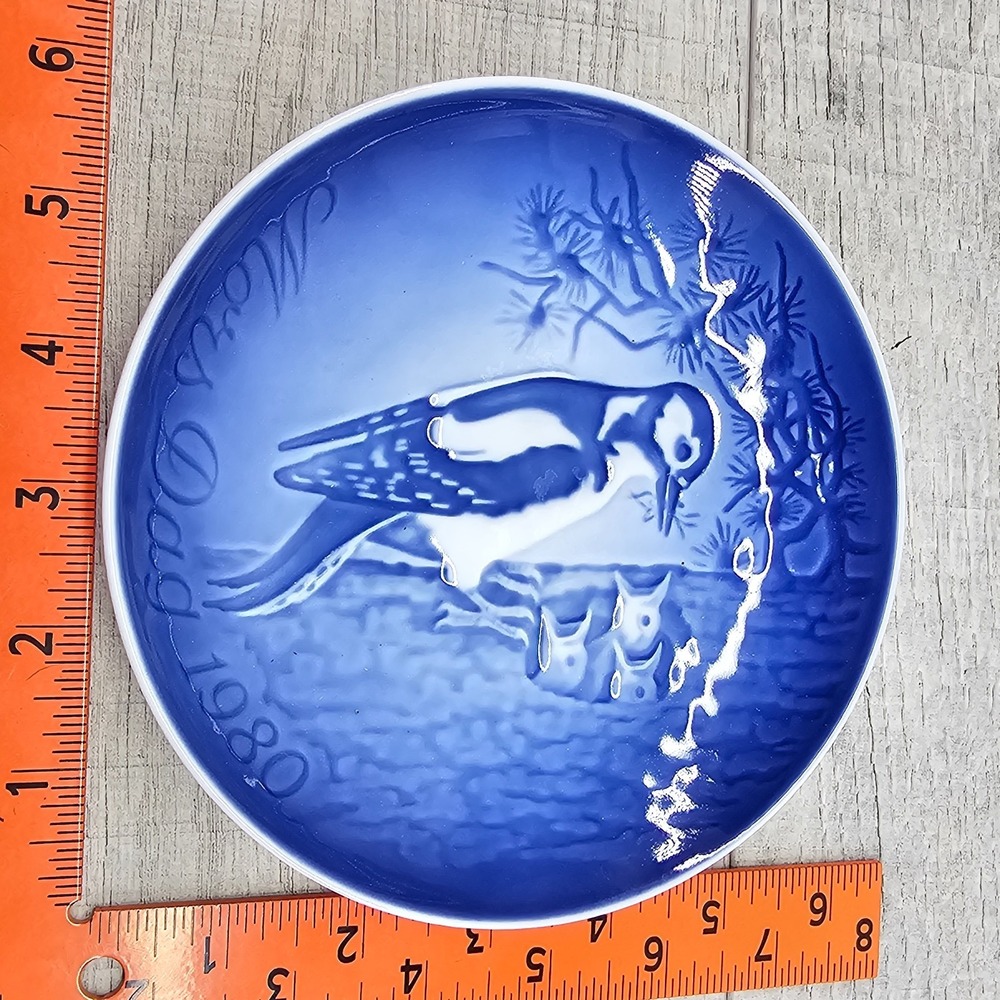B&G Bing Grondahl 1980 Mothers Day Plate Mors Dag Woodpecker Copenhagen Denmark